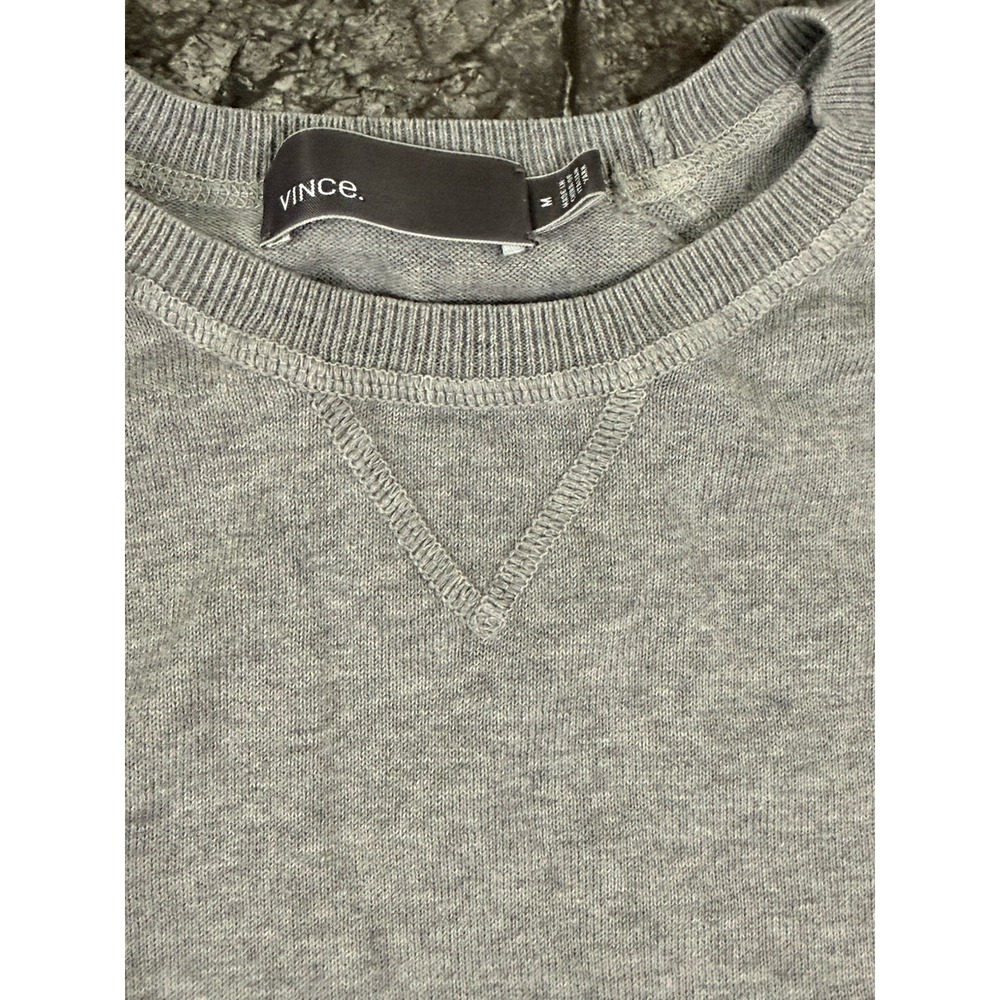 Vince Mens 100% Cotton Crewneck Lightweight Sweater Italian Yarn Elbow Patches M - Picture 5 of 12